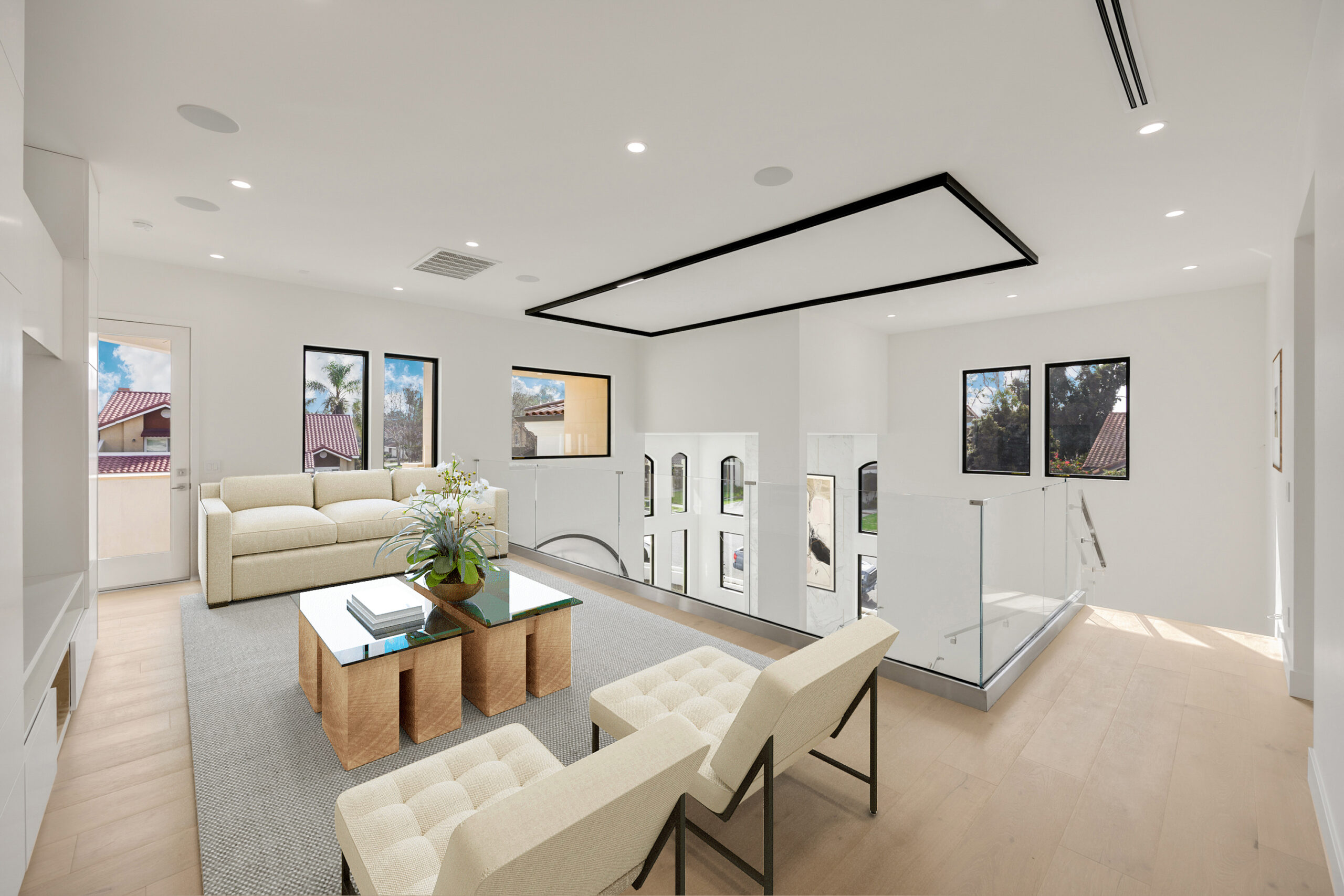 Loft living area after virtual staging