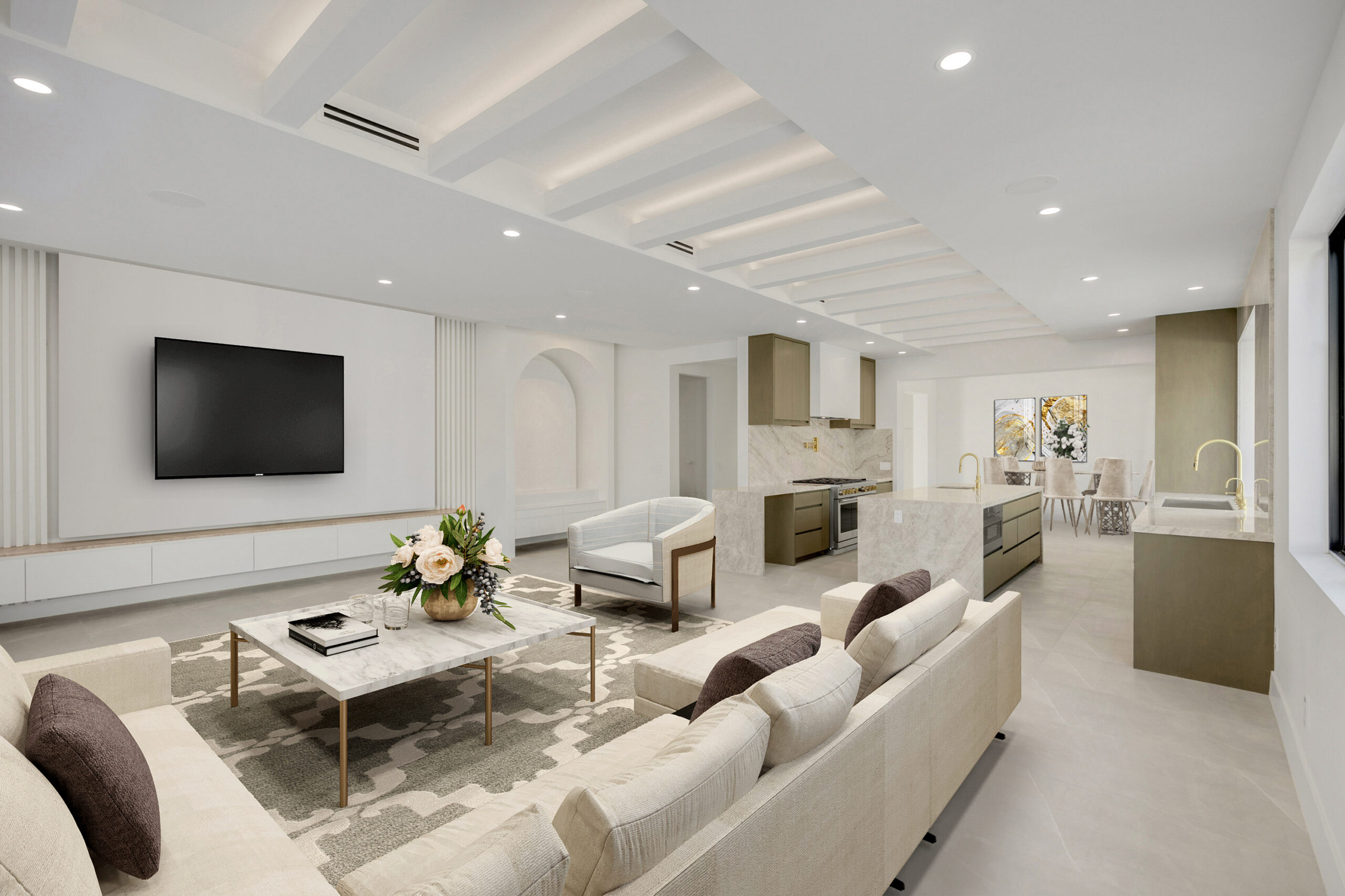 Family room after virtual staging
